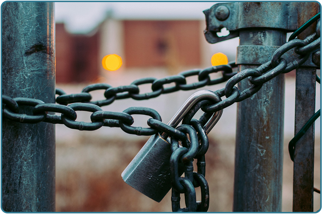 A chained and padlocked gate