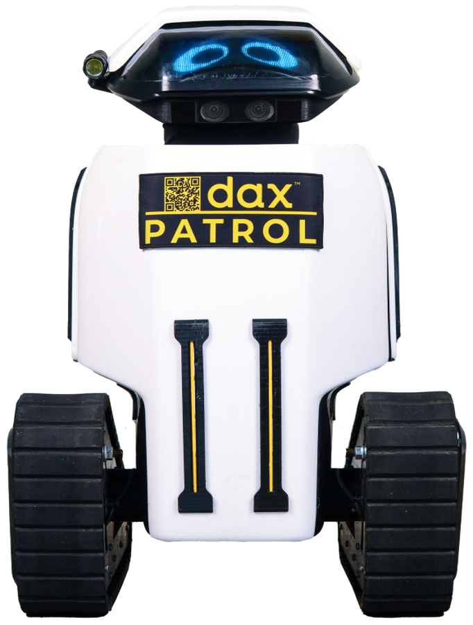 Front view of a Dax Patrol security robot