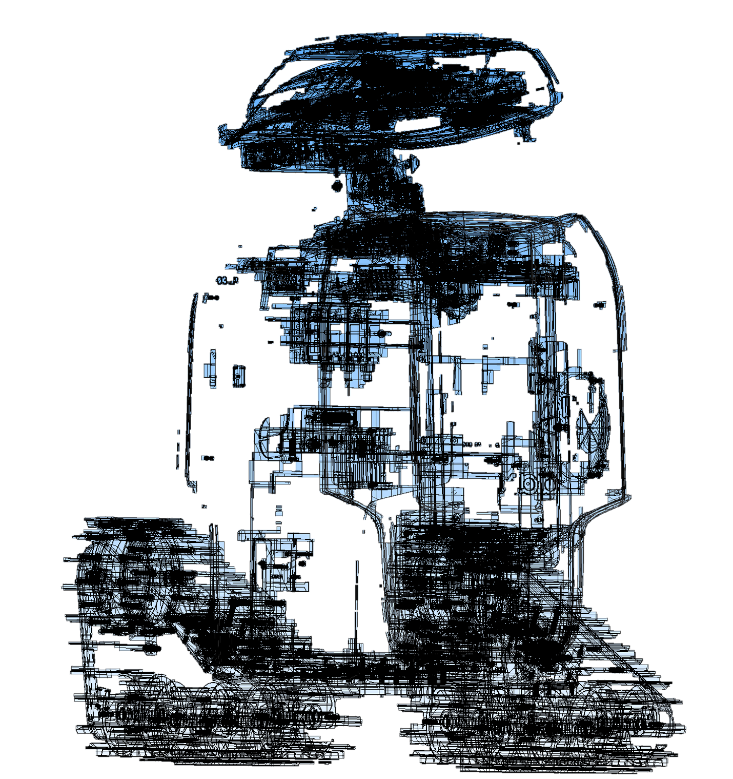 Wireframe CAD view of the Helium Class robot